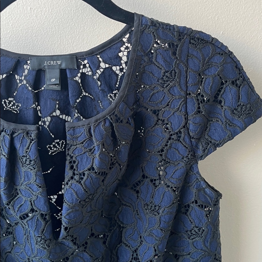 J. Crew Navy Lace Women's Blouse- Size 0P - Picture 4 of 5